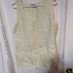 Click xl- Elegant Creamy yellow linen Sleeveless Tank Top- new or like new